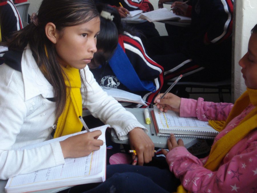 Imagen Divulgación por José G. Ruiz Lembo trae dos chicas estudiando. La fotografia ilustra la nota de prensa producida por ALER sobre el debate de Educación de Personas Jóvenes y Adultas hacia su institucionalidad